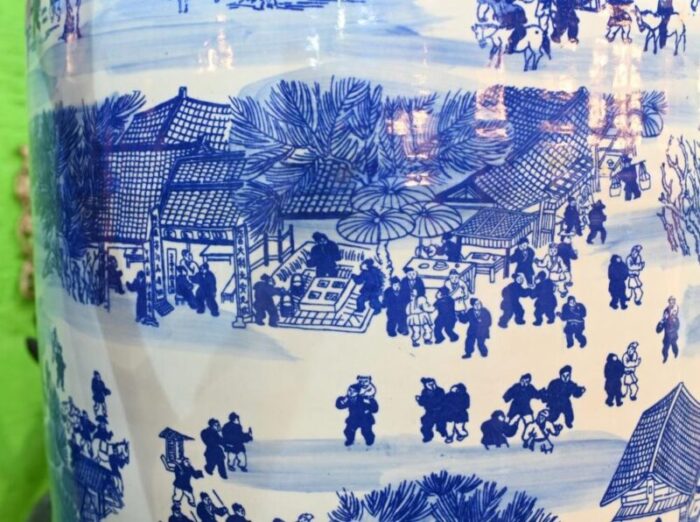 chinese giant blue and white porcelain urns nanking temple jars 1930s set of 2 13