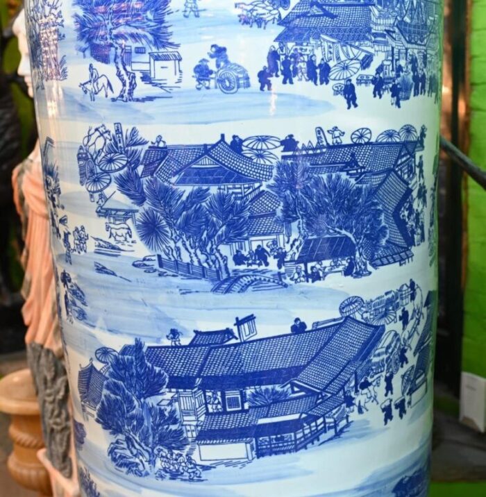 chinese giant blue and white porcelain urns nanking temple jars 1930s set of 2 2