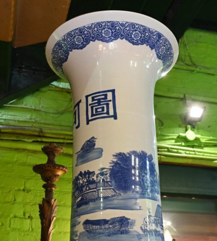 chinese giant blue and white porcelain urns nanking temple jars 1930s set of 2 6