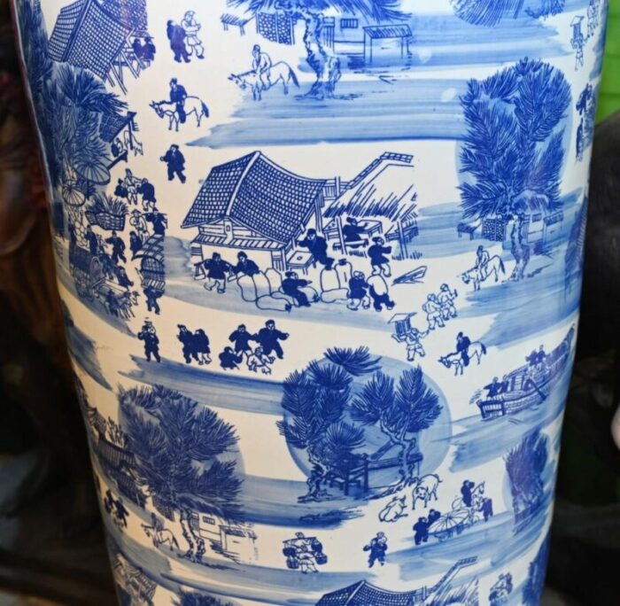 chinese giant blue and white porcelain urns nanking temple jars 1930s set of 2 7