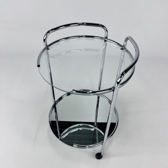 chrome and glass serving bar cart 1970s 3518