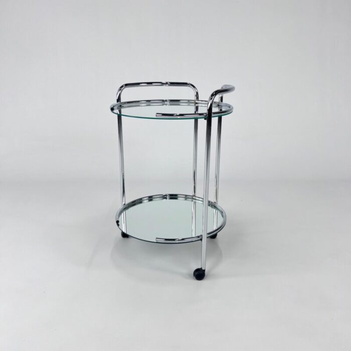 chrome and glass serving bar cart 1970s 5728