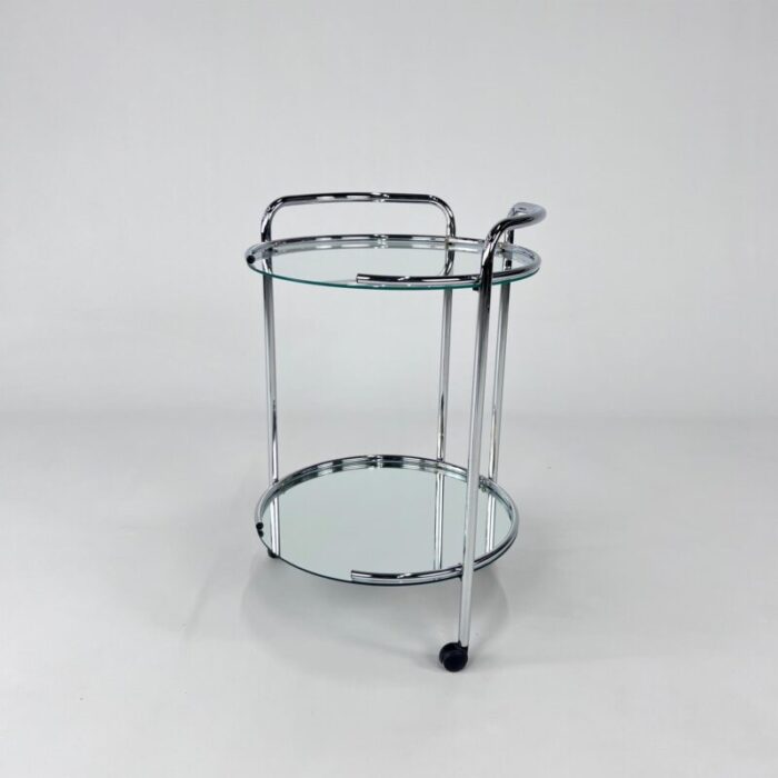 chrome and glass serving bar cart 1970s 9884