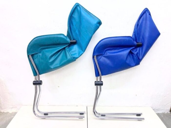 chrome leather folding swing chairs by simon desanta for cor 1980s set of 2 4362