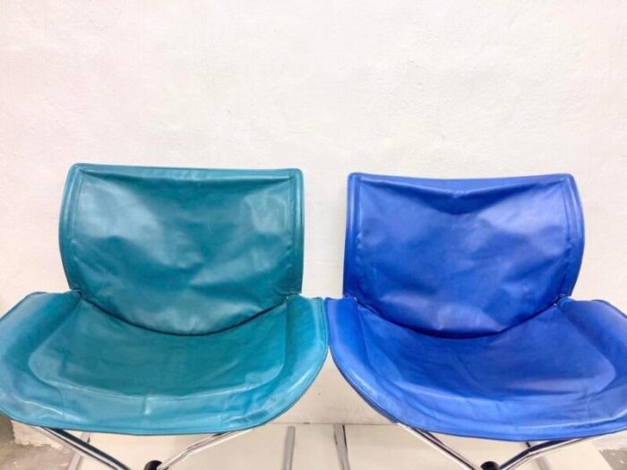 chrome leather folding swing chairs by simon desanta for cor 1980s set of 2 7181