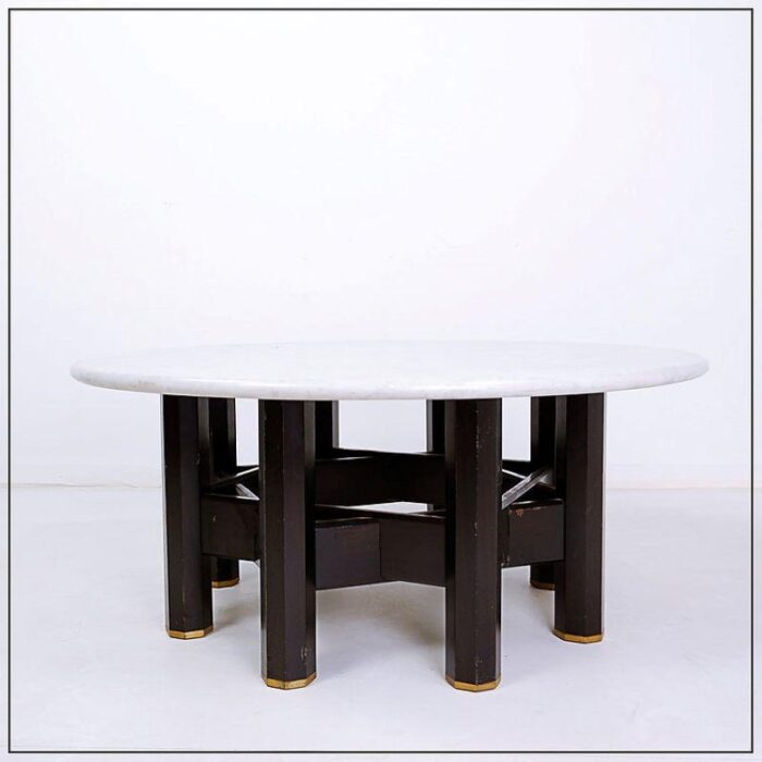 coffee table with round marble top by jan vlug belgium 1970s 0801