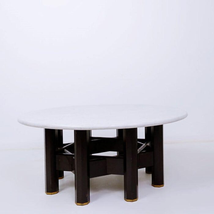 coffee table with round marble top by jan vlug belgium 1970s 2679