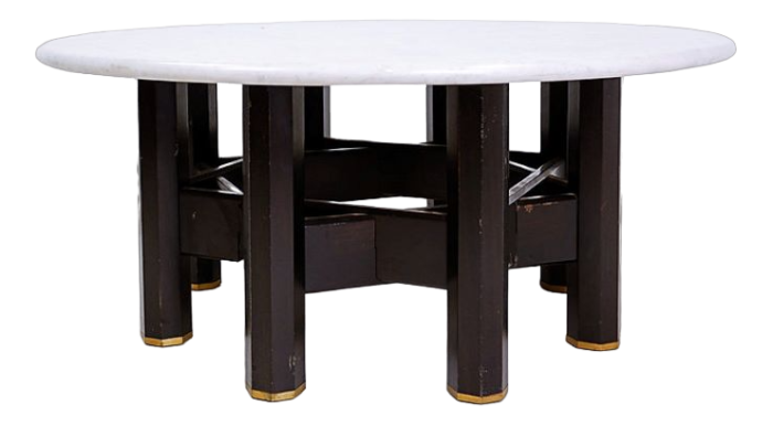 coffee table with round marble top by jan vlug belgium 1970s 6213