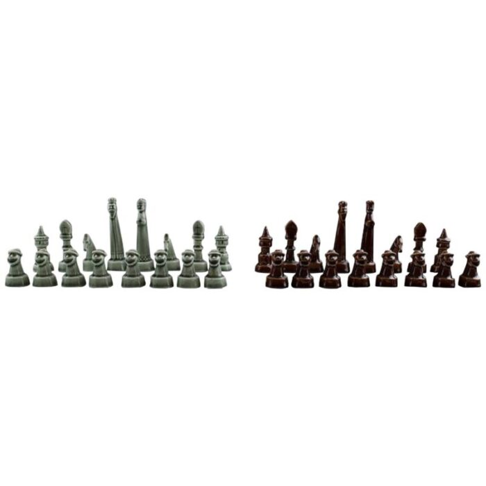 complete set of chess pieces in ceramic by sven wejsfelt for gustavsberg 1980s set of 32 1