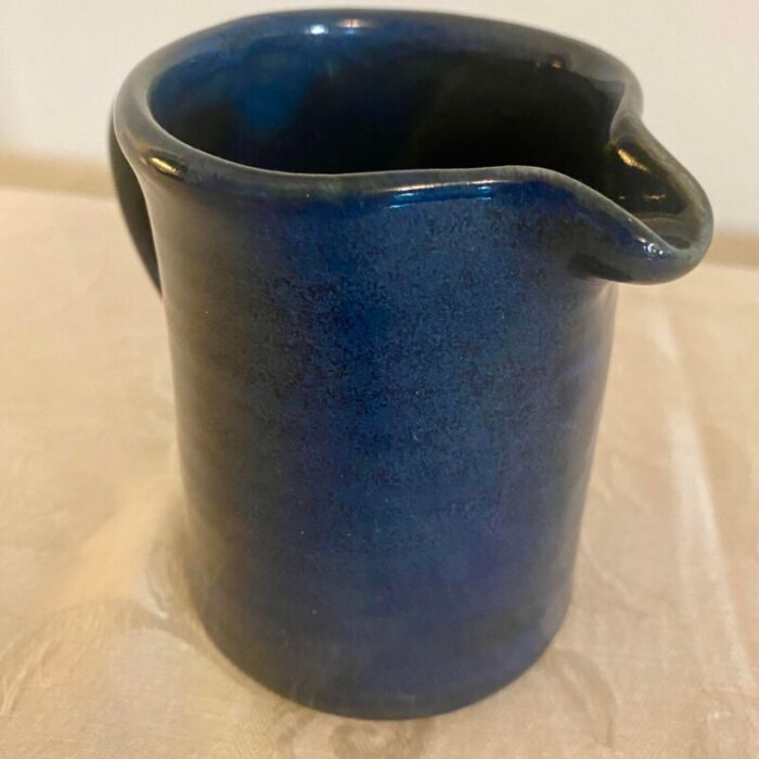 contemporary french pottery pitcher creamer by taize in cobalt blue 5959