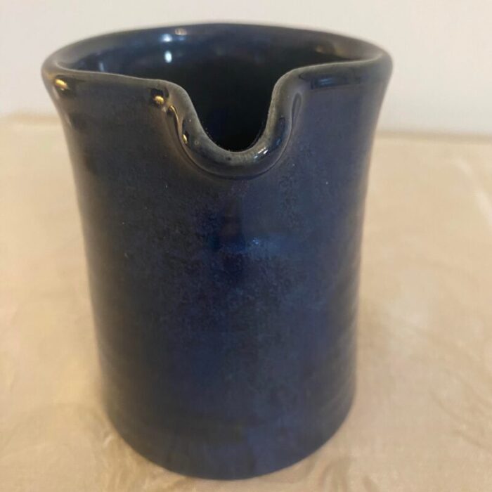 contemporary french pottery pitcher creamer by taize in cobalt blue 9036