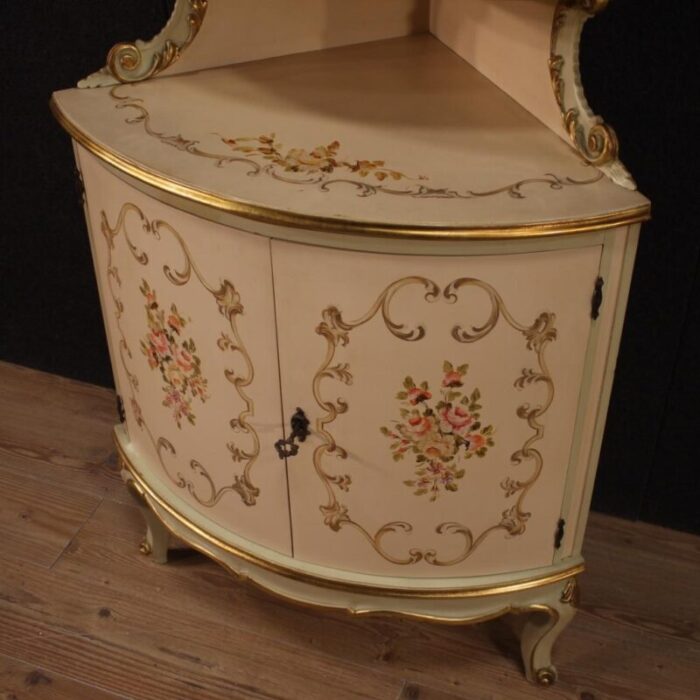 corner cabinet in lacquered gilded and painted wood 1960 0169