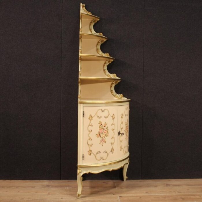 corner cabinet in lacquered gilded and painted wood 1960 2242