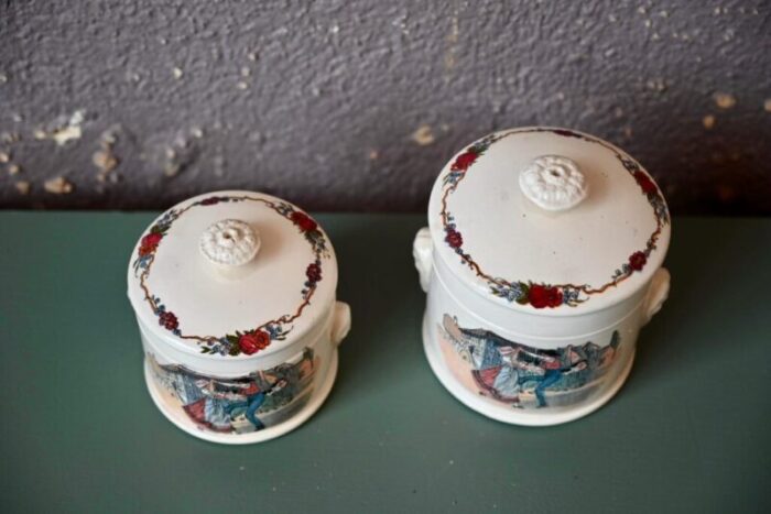 covered pots service obernai from sarreguemines 1940s set of 2 4