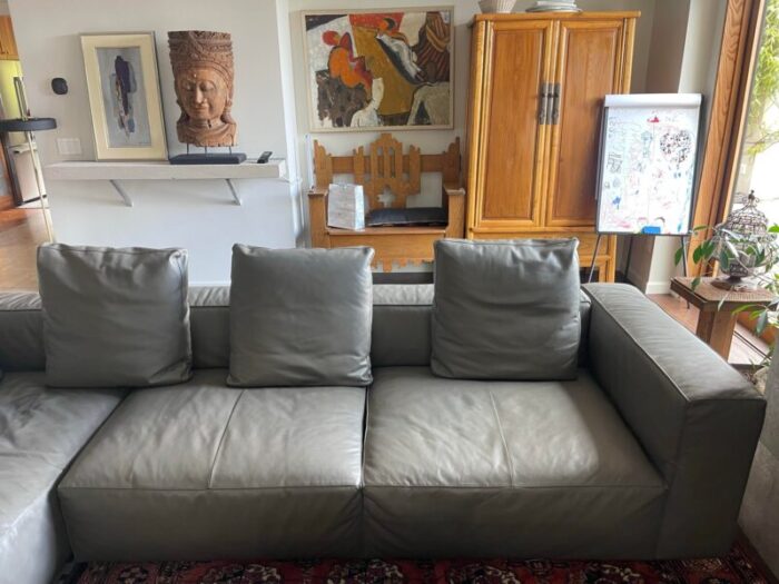 custom gray leather nils sectional sofa by ligne roset 1489