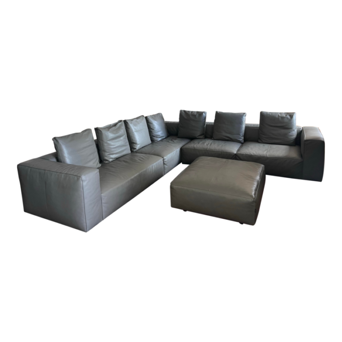 custom gray leather nils sectional sofa by ligne roset 3443