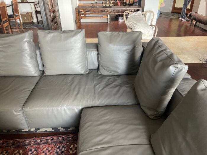 custom gray leather nils sectional sofa by ligne roset 4216