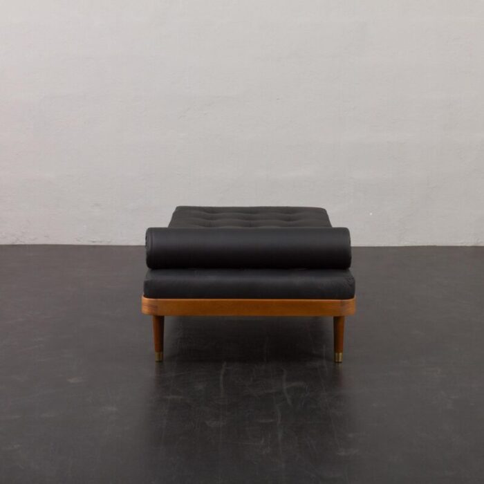 danish horsens daybed in black leather and teak from mobelfabrik horsens denmark 1960s denmark 6353