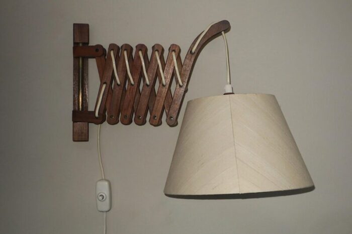 danish teak scissor articulated wall light by erik hansen 1960s 0209