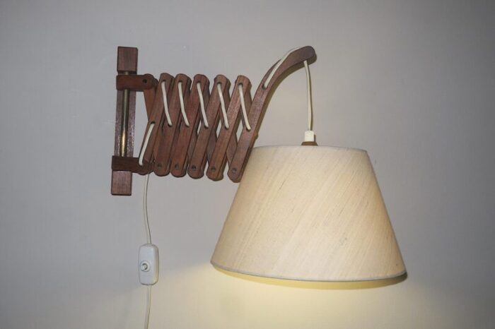 danish teak scissor articulated wall light by erik hansen 1960s 2362