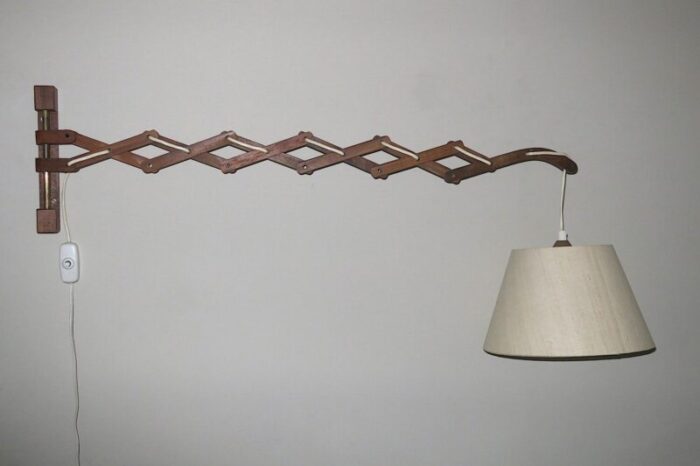 danish teak scissor articulated wall light by erik hansen 1960s 4313