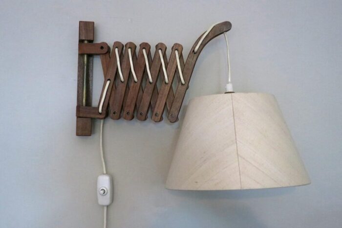 danish teak scissor articulated wall light by erik hansen 1960s 6159