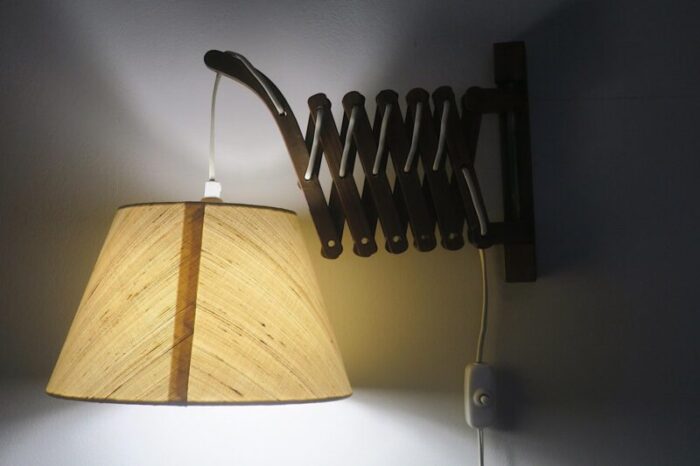 danish teak scissor articulated wall light by erik hansen 1960s 7840