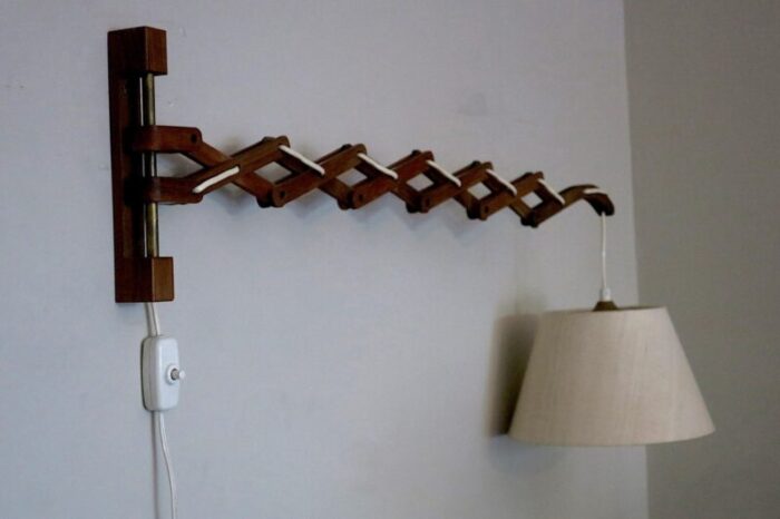 danish teak scissor articulated wall light by erik hansen 1960s 8157