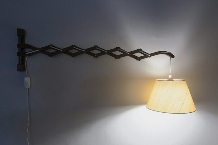 danish teak scissor articulated wall light by erik hansen 1960s 8442