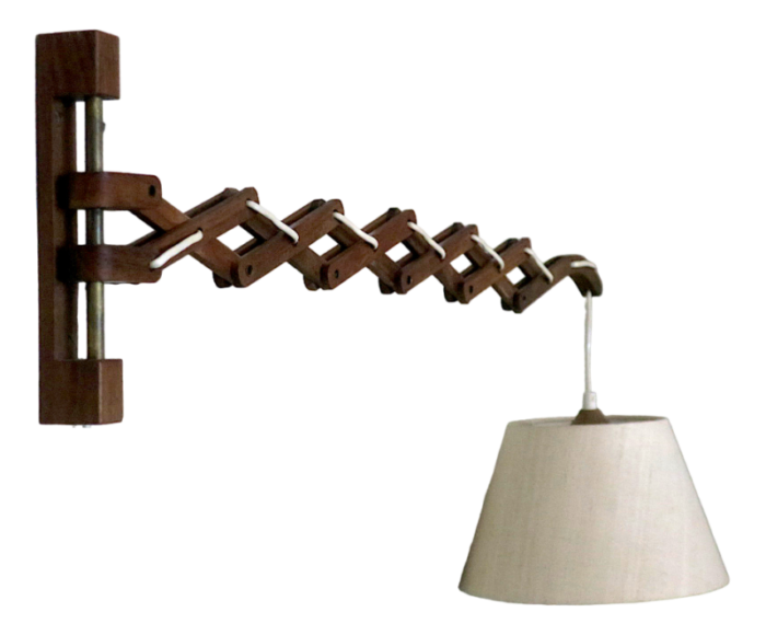 danish teak scissor articulated wall light by erik hansen 1960s 9102