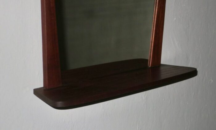 danish teak wall mirror with shelf 1960s 3