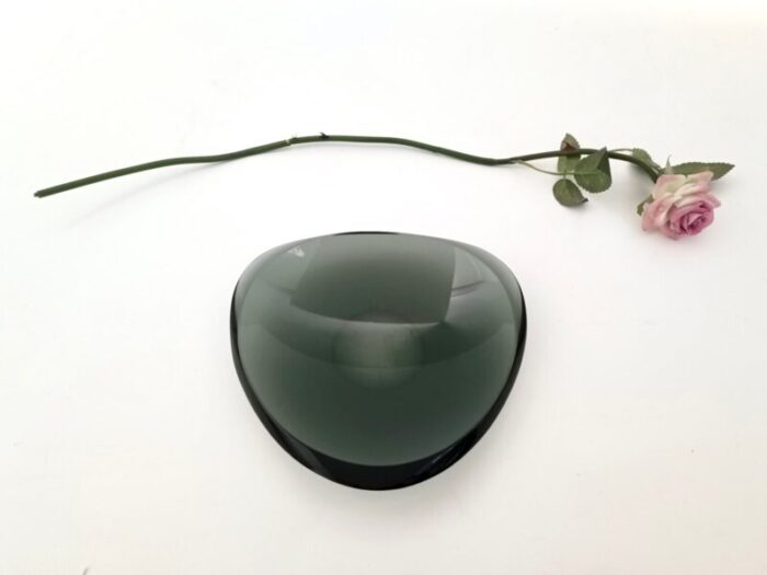 dark green glass ashtray by max ingrand for fontana arte italy 1950s 3