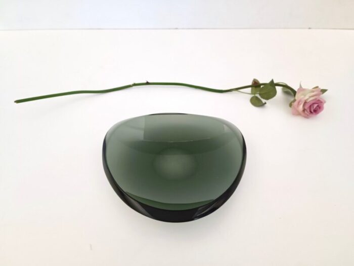 dark green glass ashtray by max ingrand for fontana arte italy 1950s 4