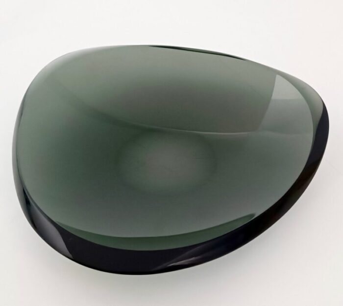 dark green glass ashtray by max ingrand for fontana arte italy 1950s 6