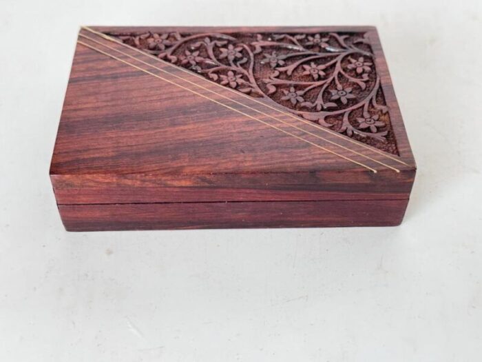 decorative cigarette box in wood india 1960s 0426