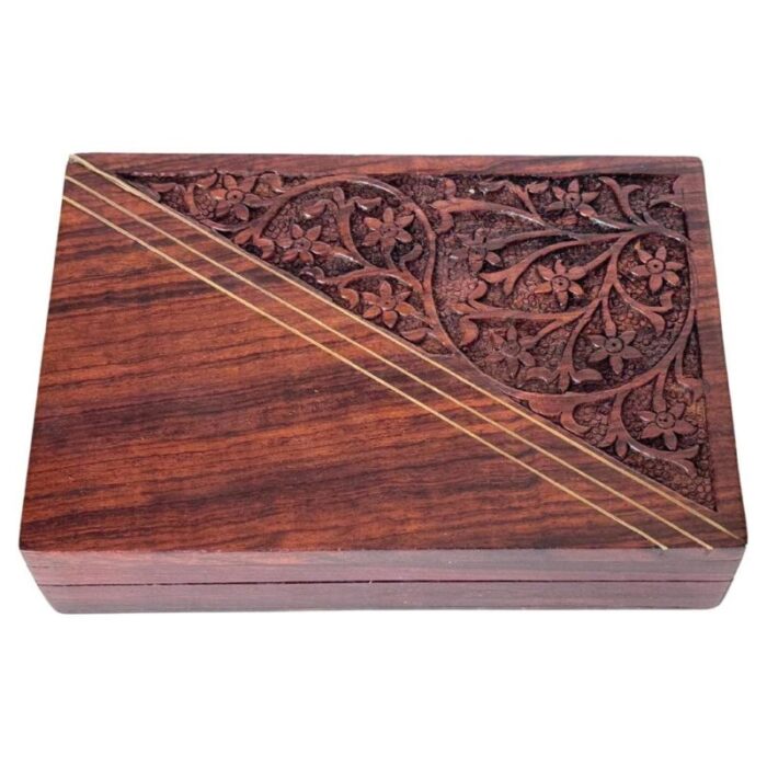 decorative cigarette box in wood india 1960s 2995