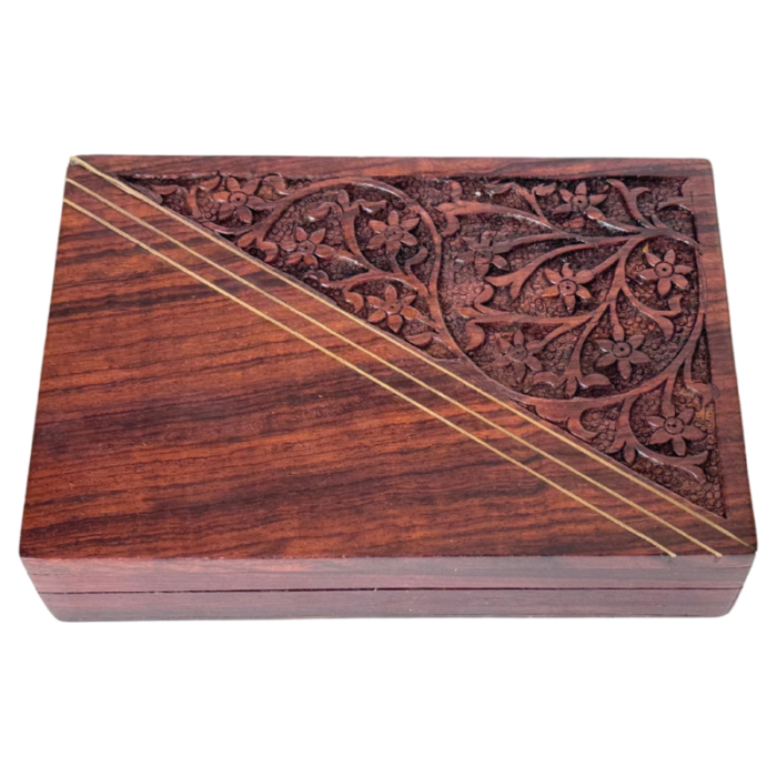 decorative cigarette box in wood india 1960s 8779