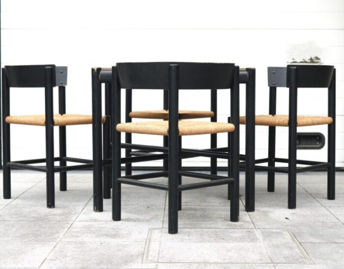 dining set attributed to mogens lassen for fritz hansen 1964 set of 5 0356