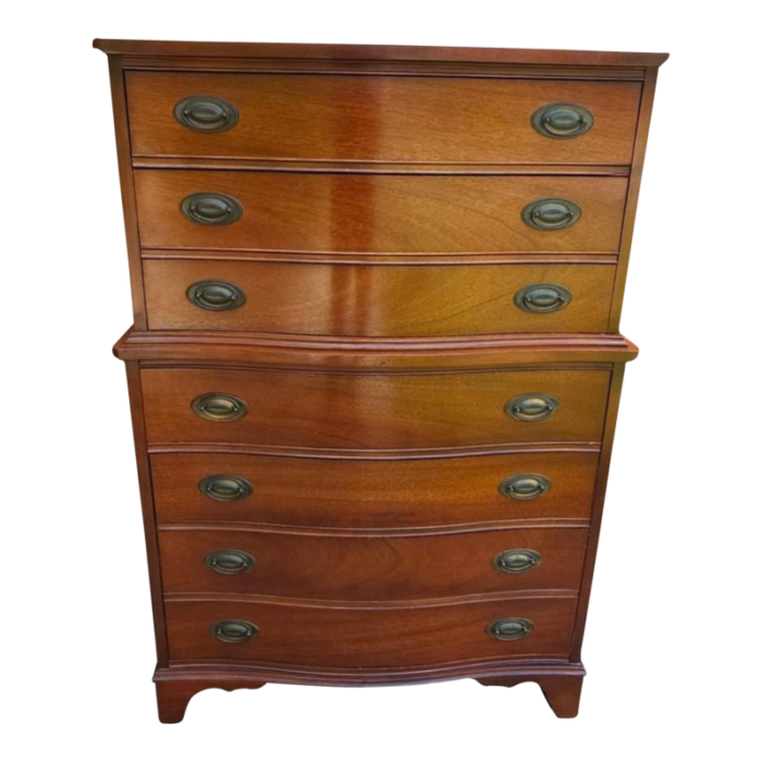 dixie furniture mid century federal style mahogany chest on chest of drawers 1883