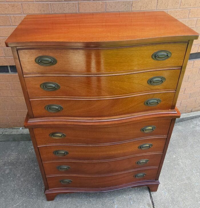 dixie furniture mid century federal style mahogany chest on chest of drawers 2630