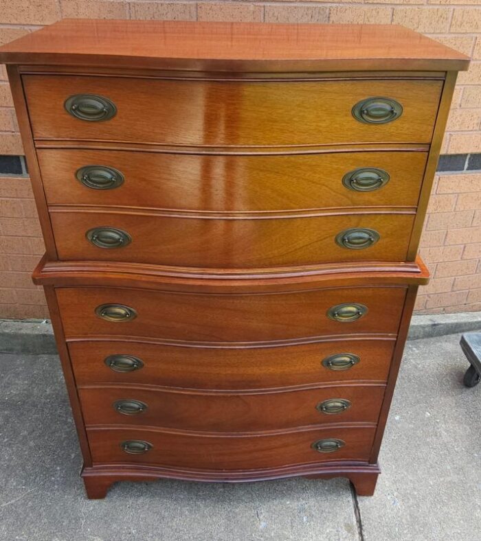 dixie furniture mid century federal style mahogany chest on chest of drawers 5105