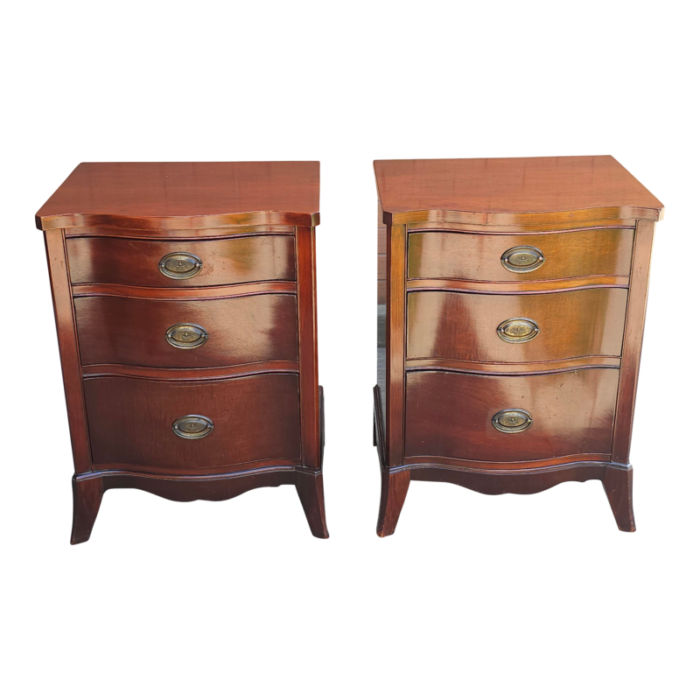 dixie mid century federal style mahogany bedside chest of drawers pair 1107