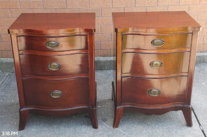 dixie mid century federal style mahogany bedside chest of drawers pair 4389