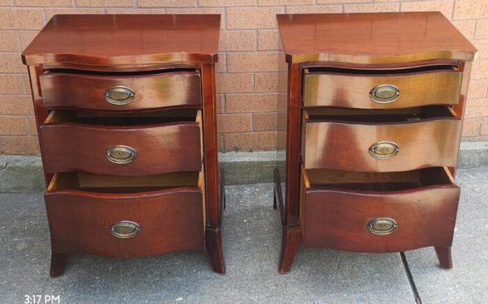 dixie mid century federal style mahogany bedside chest of drawers pair 5405