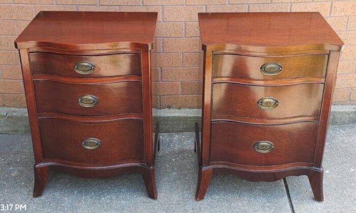 dixie mid century federal style mahogany bedside chest of drawers pair 7053