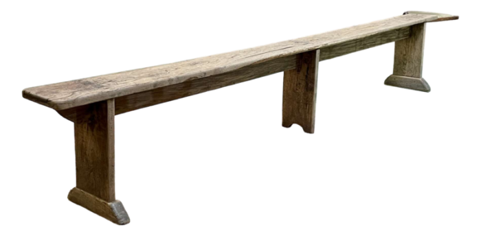 early 20th century chestnut farm table bench 4391