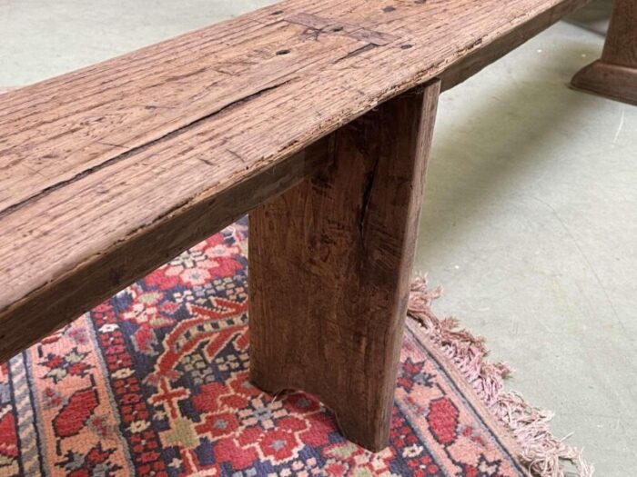 early 20th century chestnut farm table bench 4635