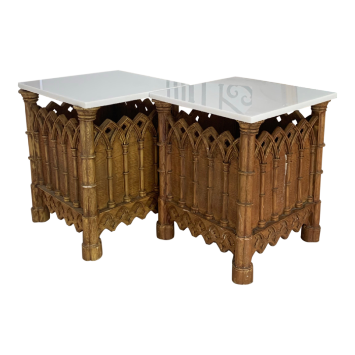 early 20th century vintage gothic styled side tables 6821