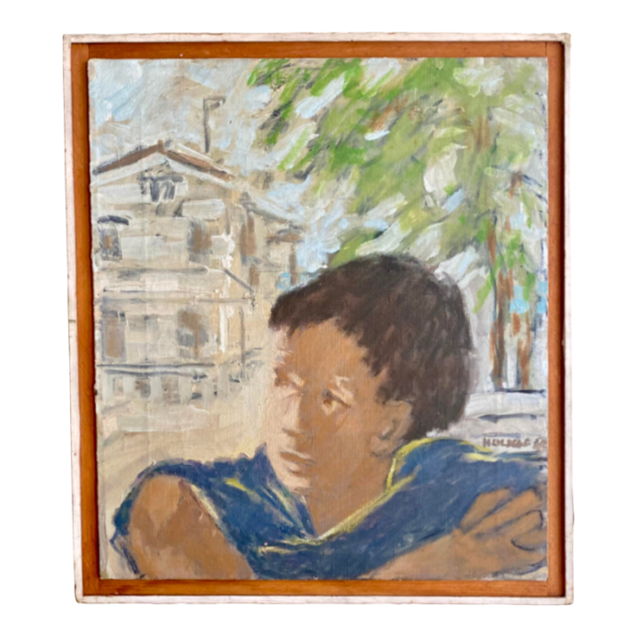 eileen holding listed new york artist original oil painting summer portrait exhibition label 9489