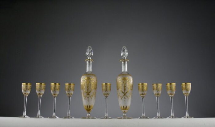 empire decor crystal liquor service from saint louis 1800s set of 11 1